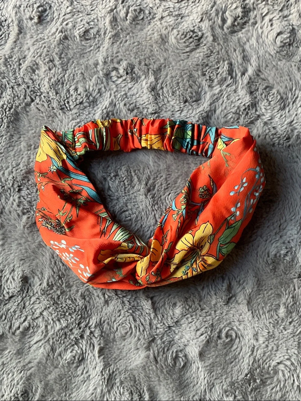 Kids Floral Elastic Headband - Orange